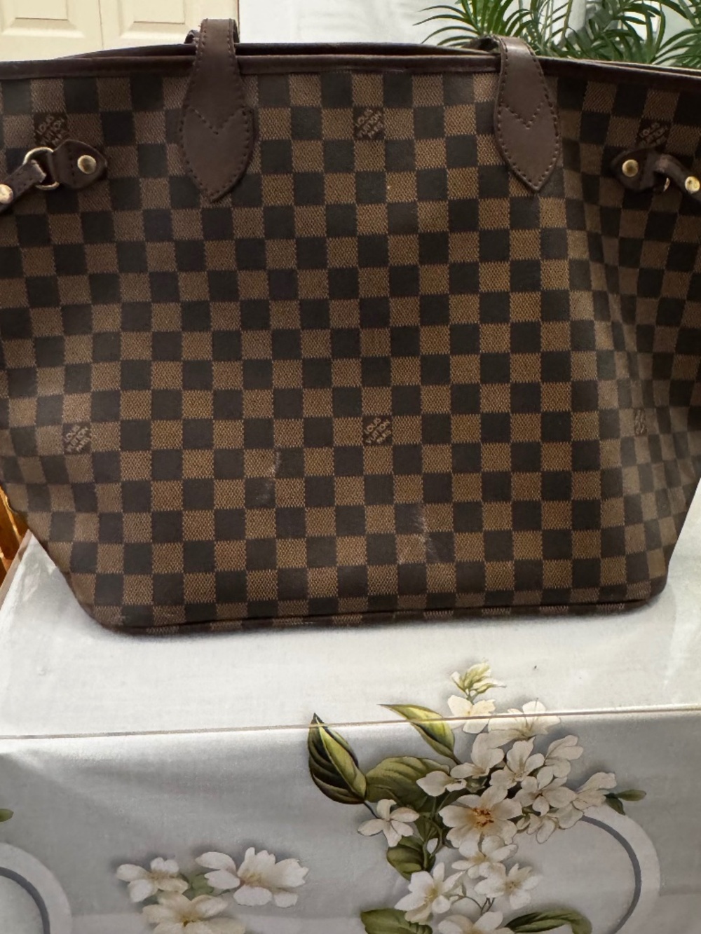 Elegant Brown Check Tote Handbag